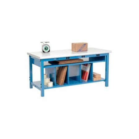 Global Equipment Packing Workbench W/Lower Shelf   Power, Laminate Safety Edge, 72"W x 30"D 244206B